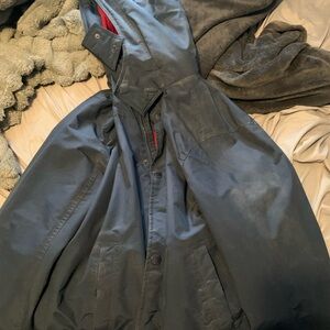 Hollister Blue Winter Coat with Hood and Zipper Closure